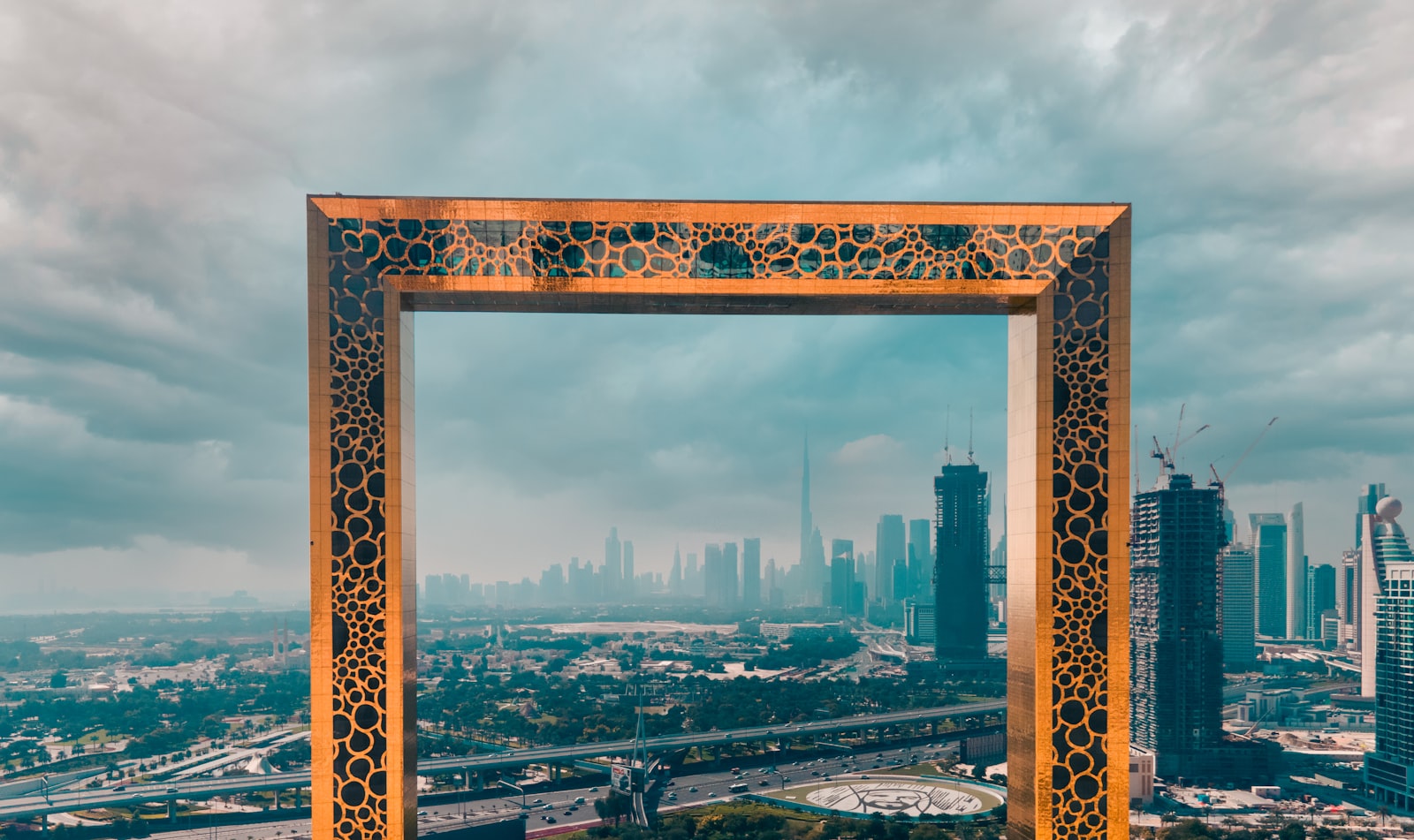The Dubai Frame standing over the city