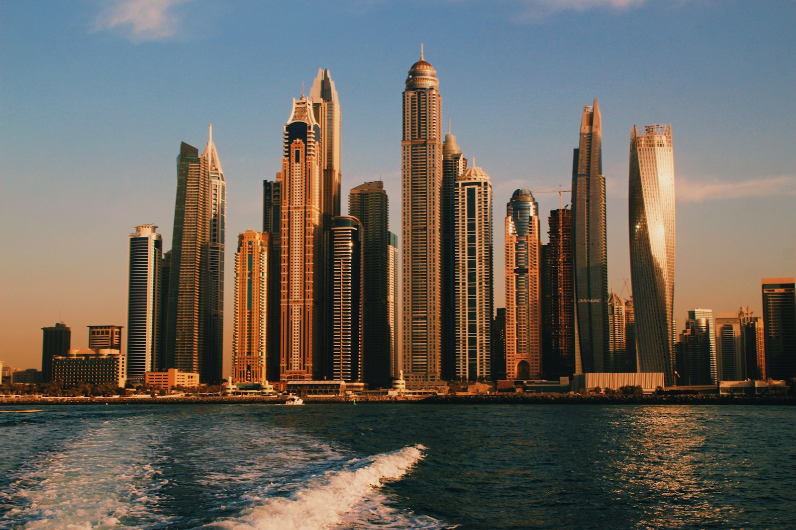 Dubai Marina in golden light