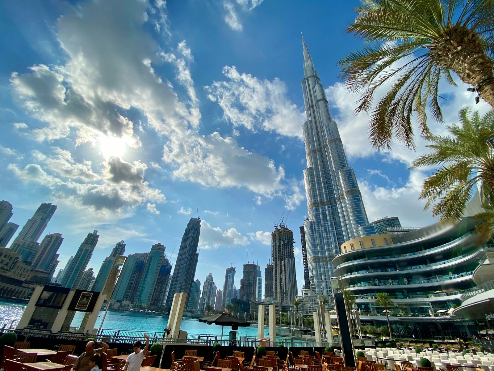 The Dubai waterfront and the towers behind it